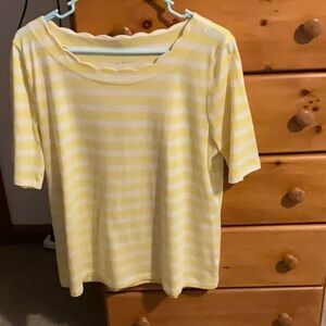 Talbots yellow/ white striped top size L.